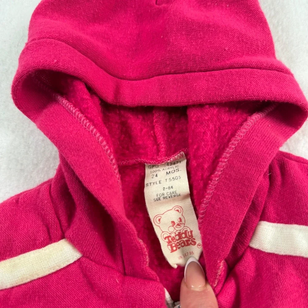 Vintage Teddy Bears Toddler Pink Heart Anchor Zip Up Hoodie Sweatshirt 24 Months